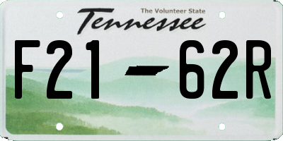 TN license plate F2162R