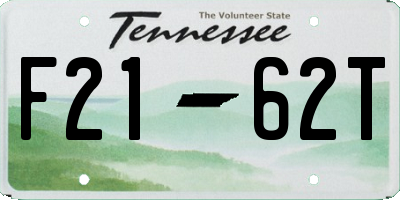 TN license plate F2162T