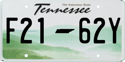TN license plate F2162Y