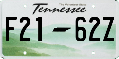 TN license plate F2162Z