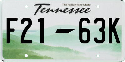 TN license plate F2163K