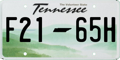 TN license plate F2165H