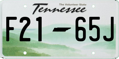 TN license plate F2165J