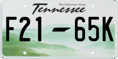 TN license plate F2165K