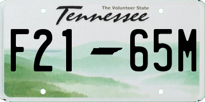TN license plate F2165M