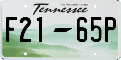 TN license plate F2165P