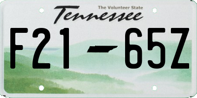 TN license plate F2165Z