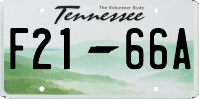 TN license plate F2166A