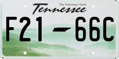TN license plate F2166C