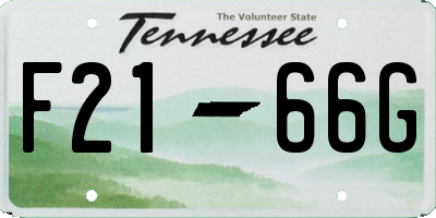 TN license plate F2166G