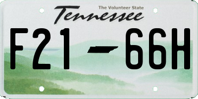 TN license plate F2166H