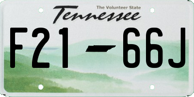TN license plate F2166J