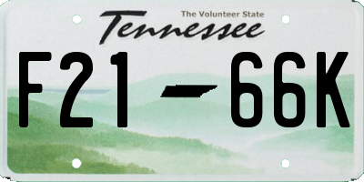 TN license plate F2166K
