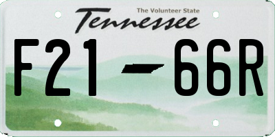 TN license plate F2166R