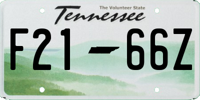TN license plate F2166Z