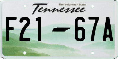 TN license plate F2167A
