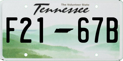 TN license plate F2167B