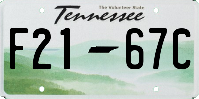 TN license plate F2167C