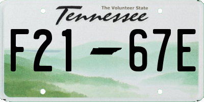 TN license plate F2167E