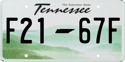 TN license plate F2167F