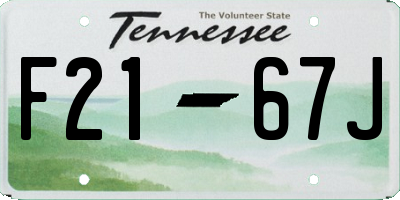 TN license plate F2167J