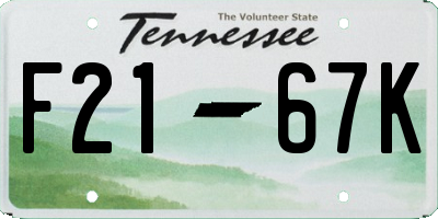 TN license plate F2167K