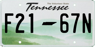 TN license plate F2167N
