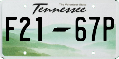 TN license plate F2167P