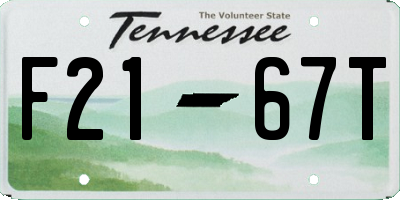 TN license plate F2167T