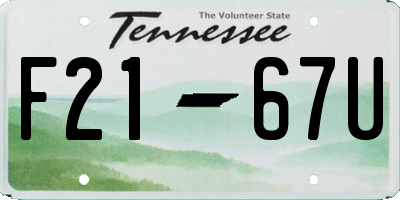 TN license plate F2167U