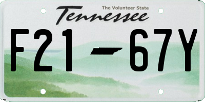 TN license plate F2167Y