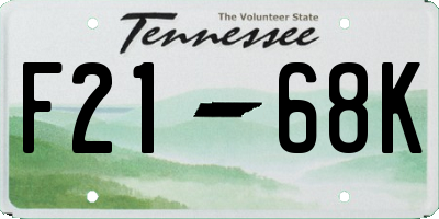 TN license plate F2168K