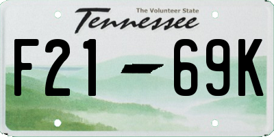 TN license plate F2169K