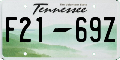 TN license plate F2169Z