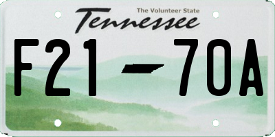 TN license plate F2170A