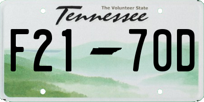 TN license plate F2170D
