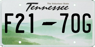 TN license plate F2170G