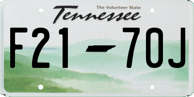TN license plate F2170J