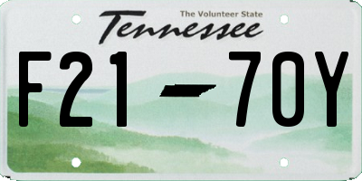 TN license plate F2170Y
