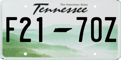 TN license plate F2170Z