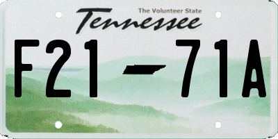 TN license plate F2171A