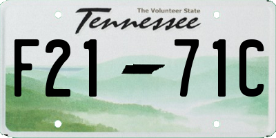 TN license plate F2171C