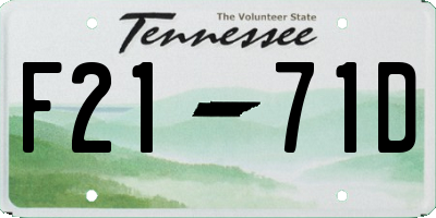 TN license plate F2171D