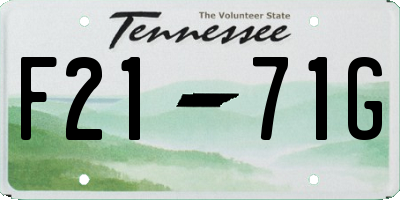 TN license plate F2171G