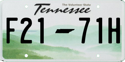 TN license plate F2171H