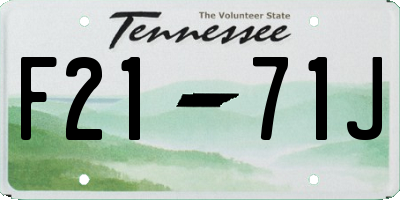TN license plate F2171J
