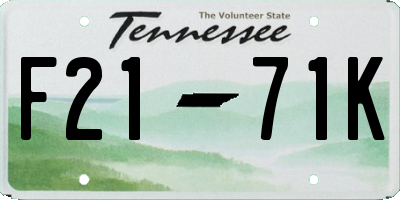 TN license plate F2171K