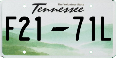 TN license plate F2171L