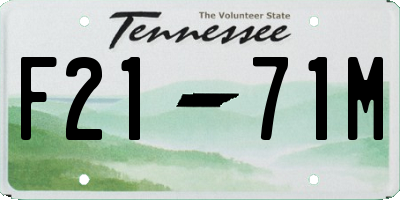 TN license plate F2171M