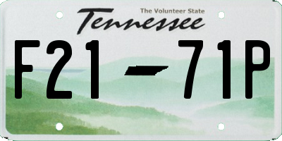 TN license plate F2171P